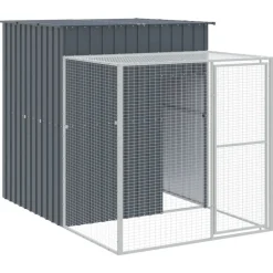 VIDAXL - Poulailler avec cour anthracite 165x455x181 cm acier galvanisé