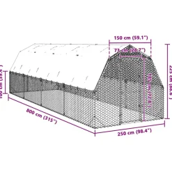 VIDAXL - Poulailler avec toit 2,5x8x2,25 m acier galvanisé