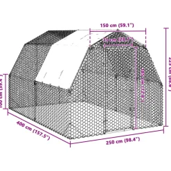 VIDAXL - Poulailler avec toit 2,5x4x2,25 m acier galvanisé