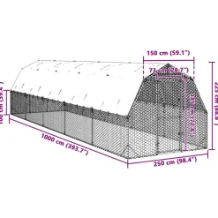 VIDAXL - Poulailler avec toit 2,5x10x2,25 m acier galvanisé