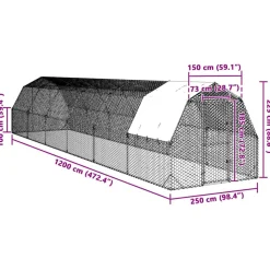VIDAXL - Poulailler avec toit 2,5x12x2,25 m acier galvanisé