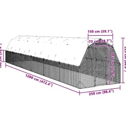 VIDAXL - Poulailler avec toit 2,5x12x2,25 m acier galvanisé