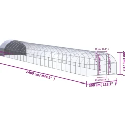 VIDAXL - Poulailler d extérieur 3x24x2 m acier galvanisé