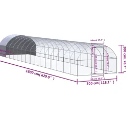 VIDAXL - Poulailler d extérieur 3x16x2 m acier galvanisé