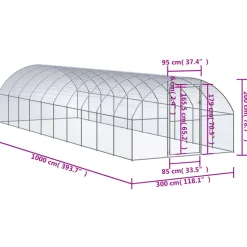 VIDAXL - Poulailler d extérieur 3x10x2 m acier galvanisé