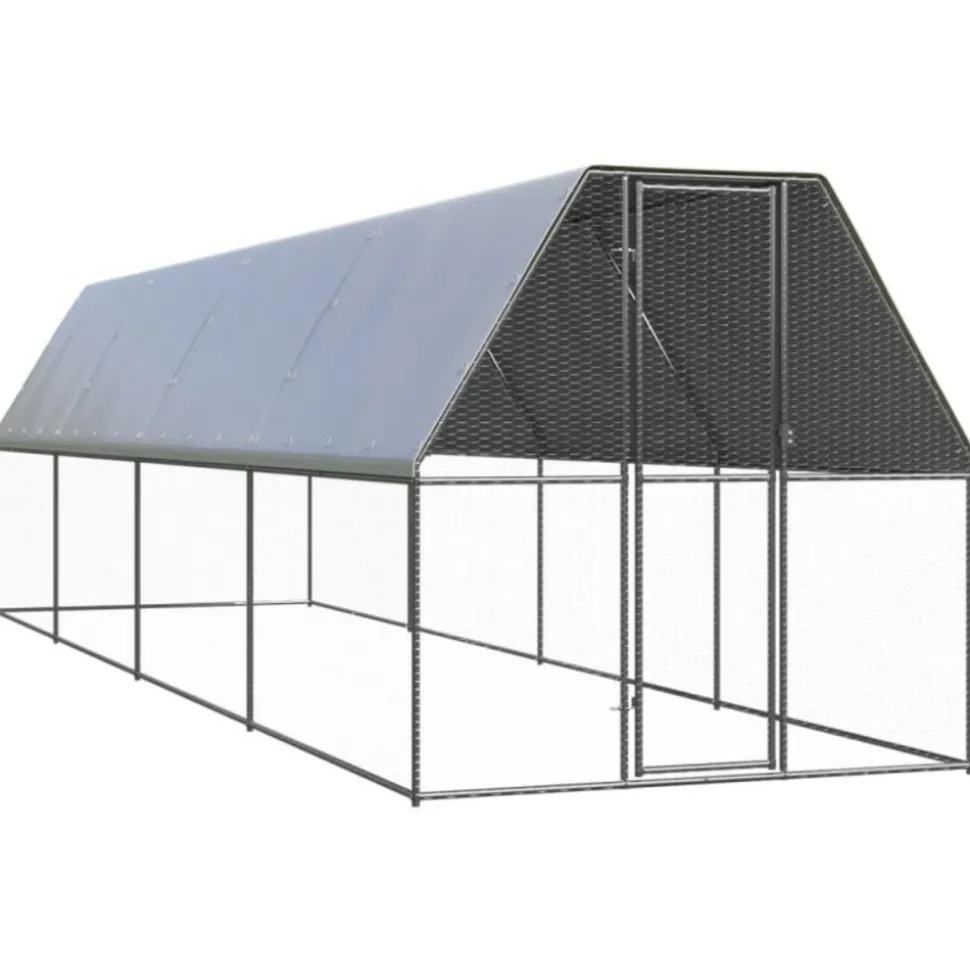 VIDAXL - Poulailler d extérieur 2x8x2 m acier galvanisé