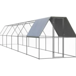 VIDAXL - Poulailler d extérieur 2x12x2 m acier galvanisé