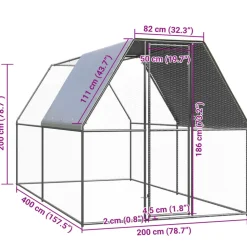 VIDAXL - Poulailler d'extérieur 2x4x2 m acier galvanisé