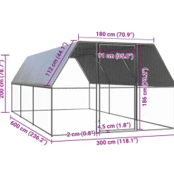 VIDAXL - Poulailler d'extérieur 3x6x2 m acier galvanisé