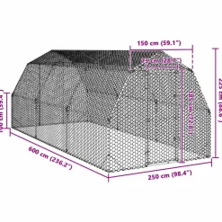 VIDAXL - Poulailler 2,5x6x2,25 m acier galvanisé