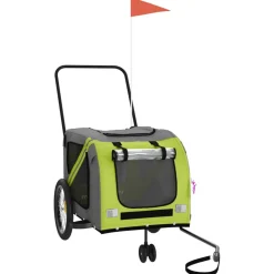 VIDAXL - Remorque de vélo pour animaux de compagnie vert et gris