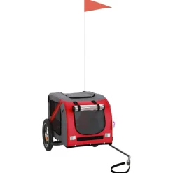 VIDAXL - Remorque de vélo pour animaux de compagnie rouge et gris