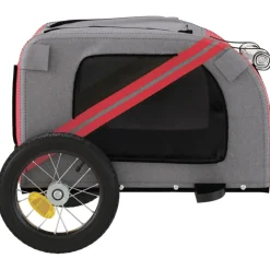 VIDAXL - Remorque de vélo pour animaux de compagnie rouge et gris
