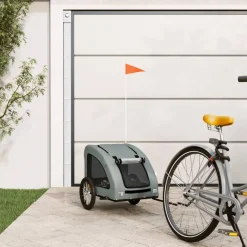 VIDAXL - Remorque de vélo pour animaux de compagnie gris