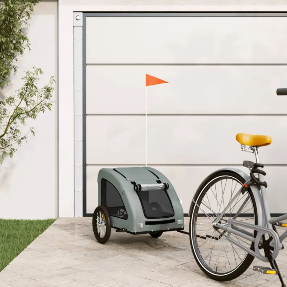 VIDAXL - Remorque de vélo pour animaux de compagnie gris