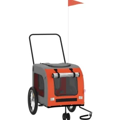 VIDAXL - Remorque de vélo pour animaux de compagnie orange et gris