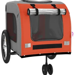 VIDAXL - Remorque de vélo pour animaux de compagnie orange et gris