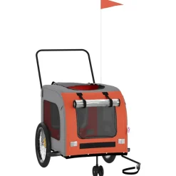 VIDAXL - Remorque de vélo pour animaux de compagnie orange et gris