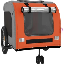 VIDAXL - Remorque de vélo pour animaux de compagnie orange et gris