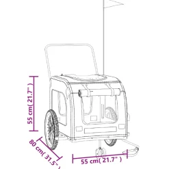 VIDAXL - Remorque de vélo pour animaux de compagnie orange et gris