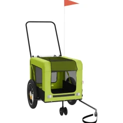 VIDAXL - Remorque de vélo pour animaux de compagnie vert et noir