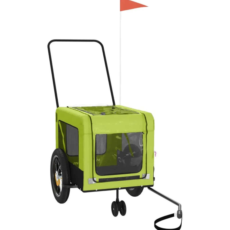 VIDAXL - Remorque de vélo pour animaux de compagnie vert et noir