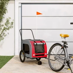 VIDAXL - Remorque de vélo pour animaux de compagnie rouge et gris