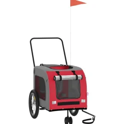 VIDAXL - Remorque de vélo pour animaux de compagnie rouge et gris