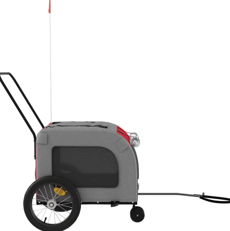 VIDAXL - Remorque de vélo pour animaux de compagnie rouge et gris