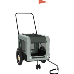 VIDAXL - Remorque de vélo pour animaux de compagnie gris et noir