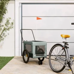 VIDAXL - Remorque de vélo pour animaux de compagnie gris et noir