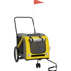 VIDAXL - Remorque de vélo pour animaux de compagnie jaune et gris