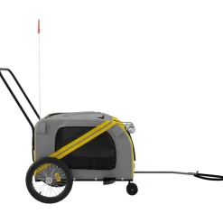 VIDAXL - Remorque de vélo pour animaux de compagnie jaune et gris