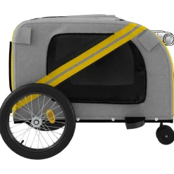 VIDAXL - Remorque de vélo pour animaux de compagnie jaune et gris