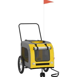 VIDAXL - Remorque de vélo pour animaux de compagnie jaune et gris