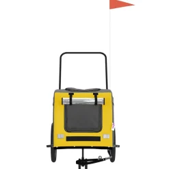 VIDAXL - Remorque de vélo pour animaux de compagnie jaune et gris
