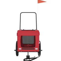 VIDAXL - Remorque de vélo pour animaux de compagnie rouge et noir