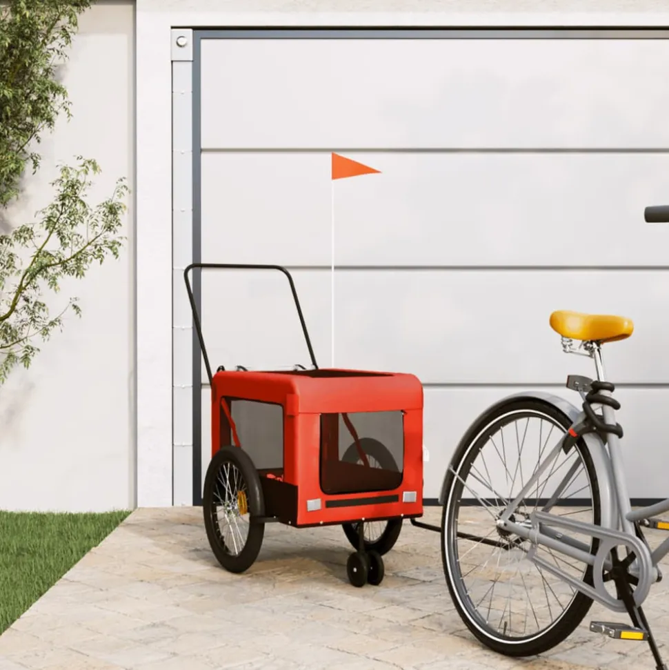 VIDAXL - Remorque de vélo pour animaux de compagnie orange et noir