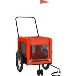VIDAXL - Remorque de vélo pour animaux de compagnie orange et noir