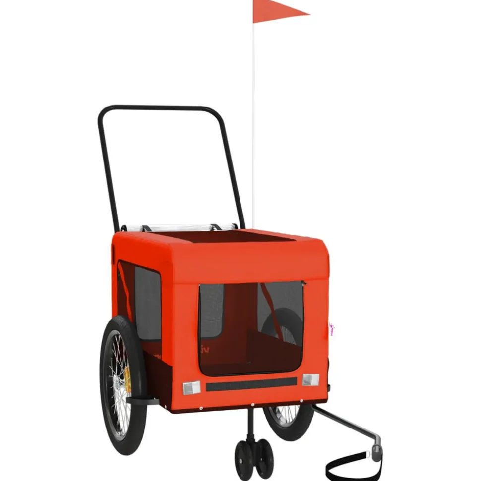 VIDAXL - Remorque de vélo pour animaux de compagnie orange et noir