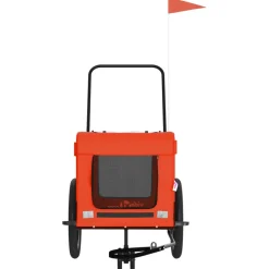 VIDAXL - Remorque de vélo pour animaux de compagnie orange et noir