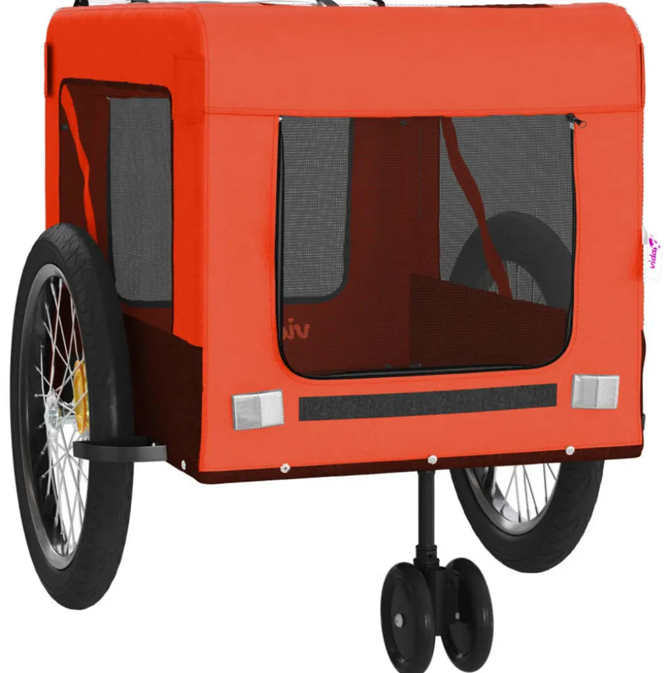 VIDAXL - Remorque de vélo pour animaux de compagnie orange et noir