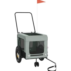 VIDAXL - Remorque de vélo pour animaux de compagnie gris et noir