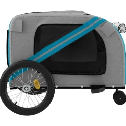 VIDAXL - Remorque de vélo pour animaux de compagnie bleu et gris