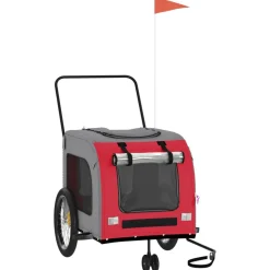 VIDAXL - Remorque de vélo pour animaux de compagnie rouge et gris