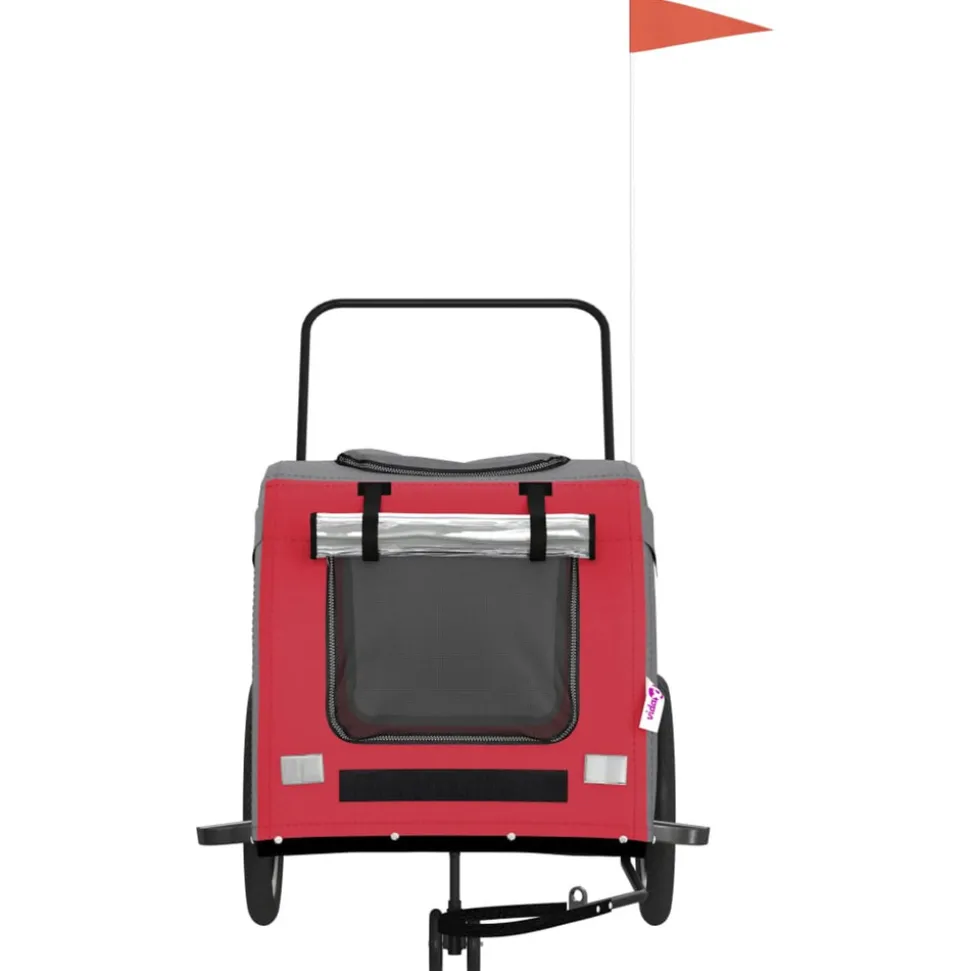VIDAXL - Remorque de vélo pour animaux de compagnie rouge et gris