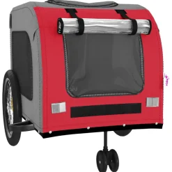VIDAXL - Remorque de vélo pour animaux de compagnie rouge et gris