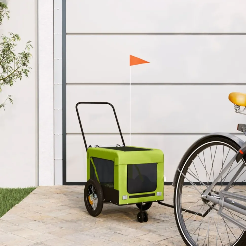VIDAXL - Remorque de vélo pour animaux de compagnie vert et noir