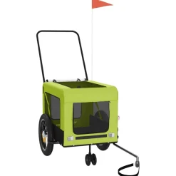VIDAXL - Remorque de vélo pour animaux de compagnie vert et noir
