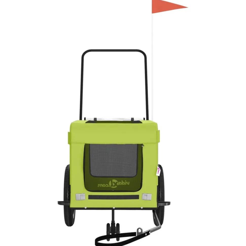 VIDAXL - Remorque de vélo pour animaux de compagnie vert et noir